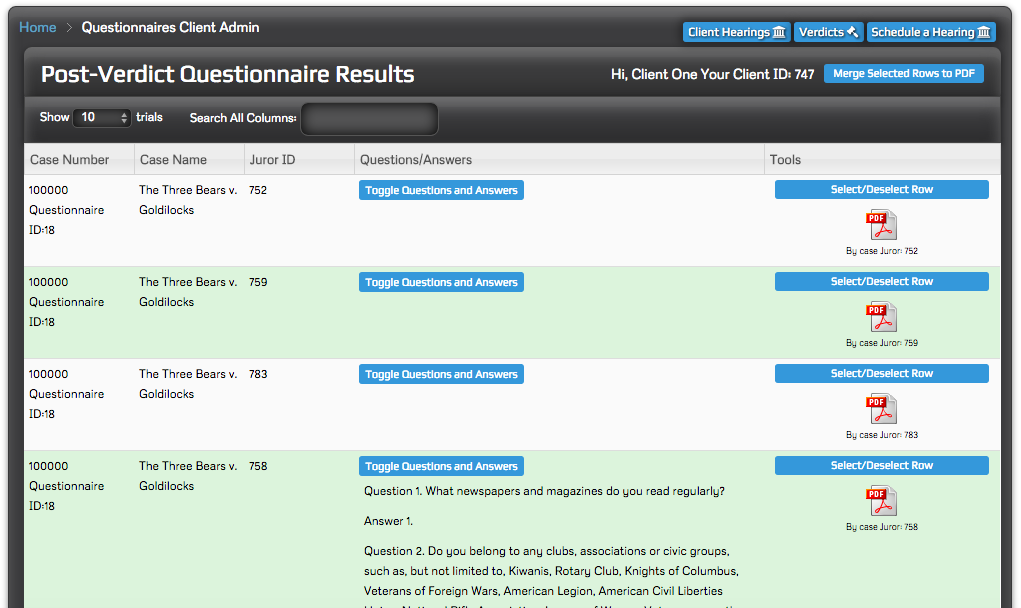 Questionnaire Client
